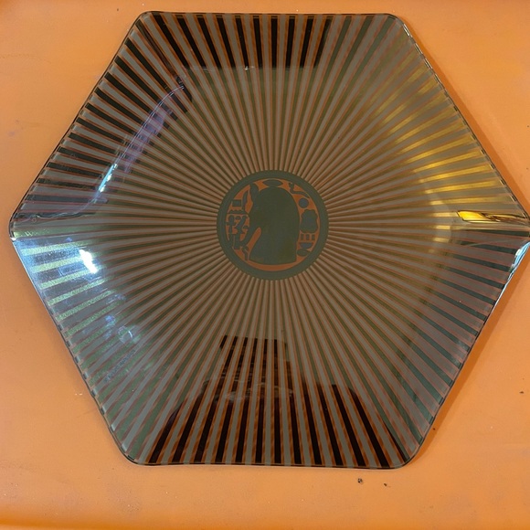 MCM Georges Briard Glass Plate Platter 24k Mid Century Gold Partridges - Picture 3 of 3